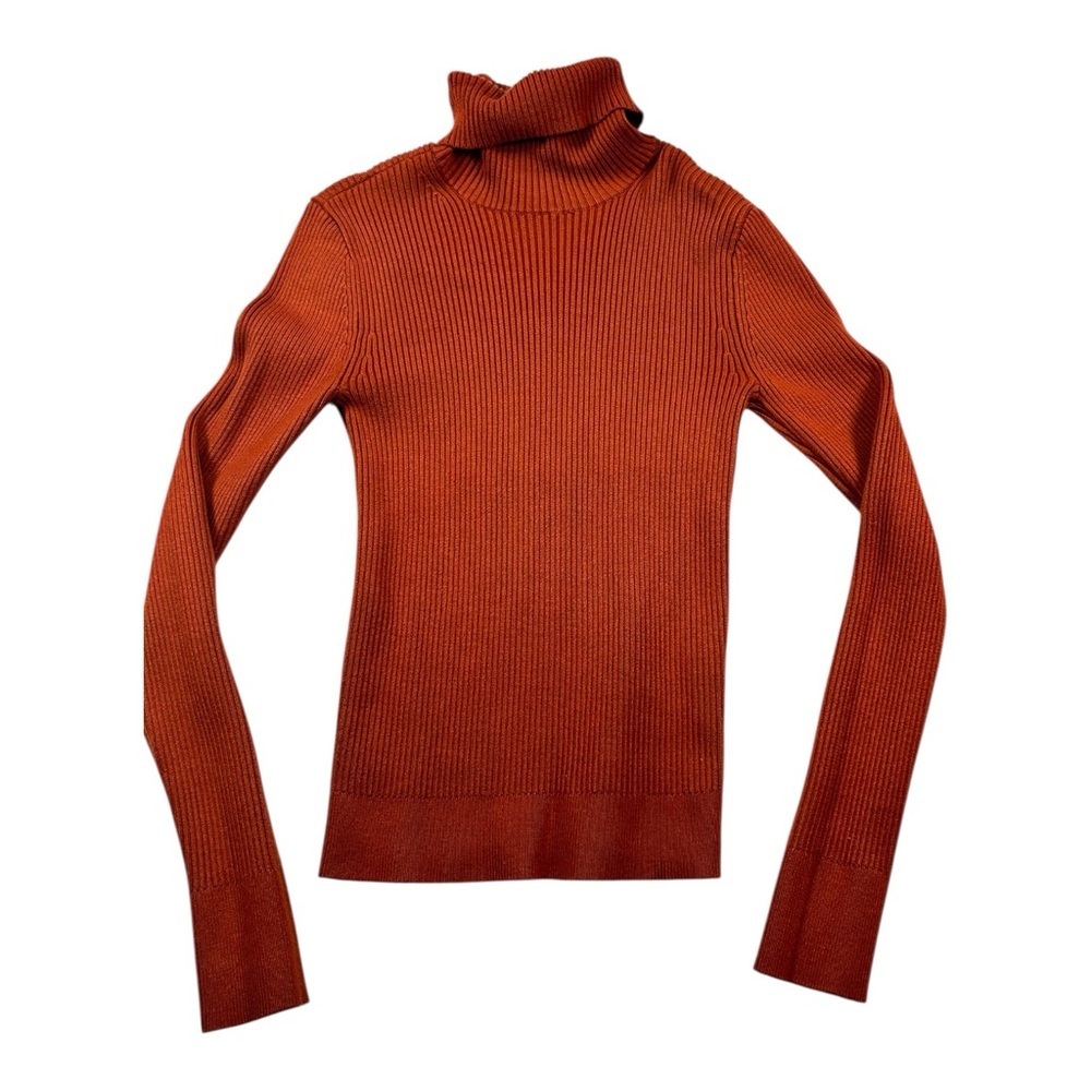 Abercrombie & Fitch Ribbed Turtleneck Sweater Burnt Orange Size S